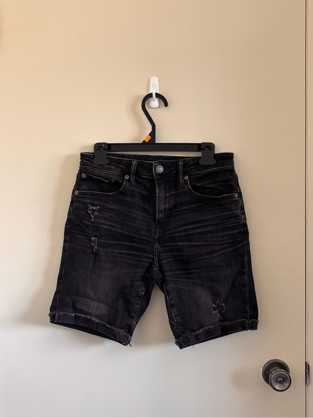 American Eagle Outfitters Black Distressed Denim Shorts